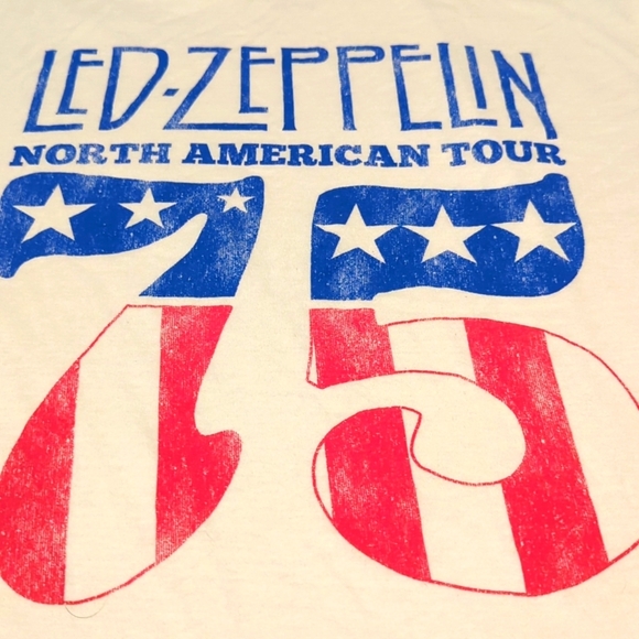 Led Zeppelin North American Tour 75 White T-Shirt - Picture 5 of 6